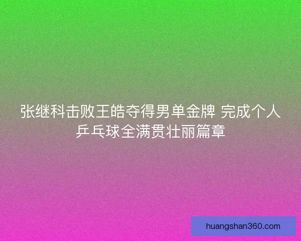张继科击败王皓夺得男单金牌 完成个人乒乓球全满贯壮丽篇章