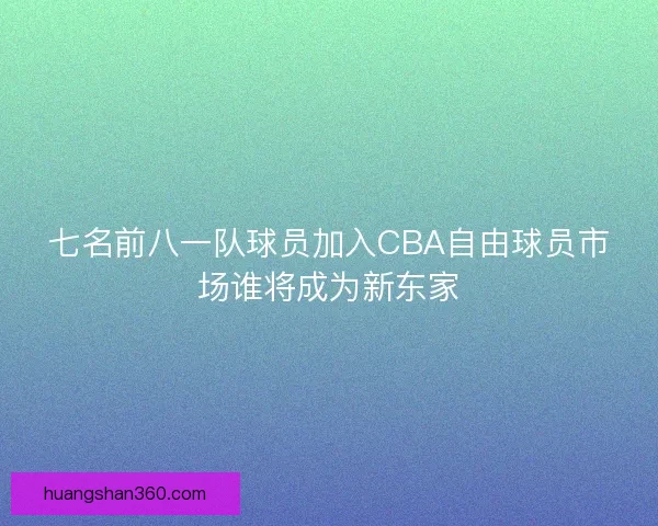 七名前八一队球员加入CBA自由球员市场谁将成为新东家